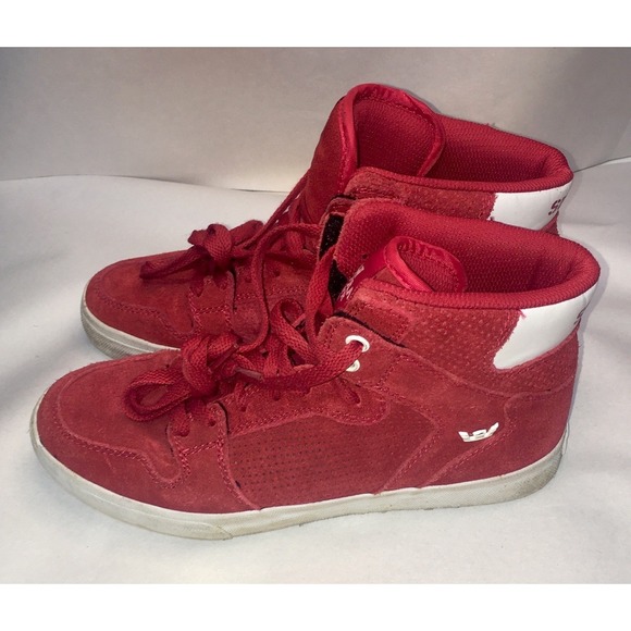 Supra Other - Supra Vaider Shoes Size 8 Red All Suede High Top Skate Sneakers Read Description